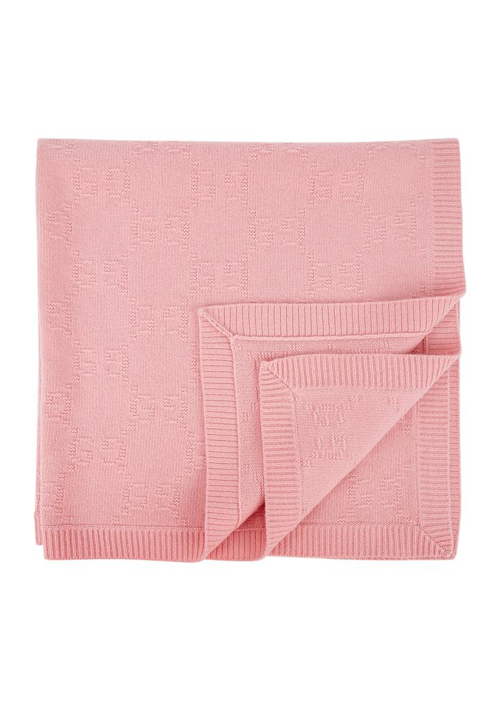 KIDS Pink GG-intarsia wool blanket商品第1张图片规格展示