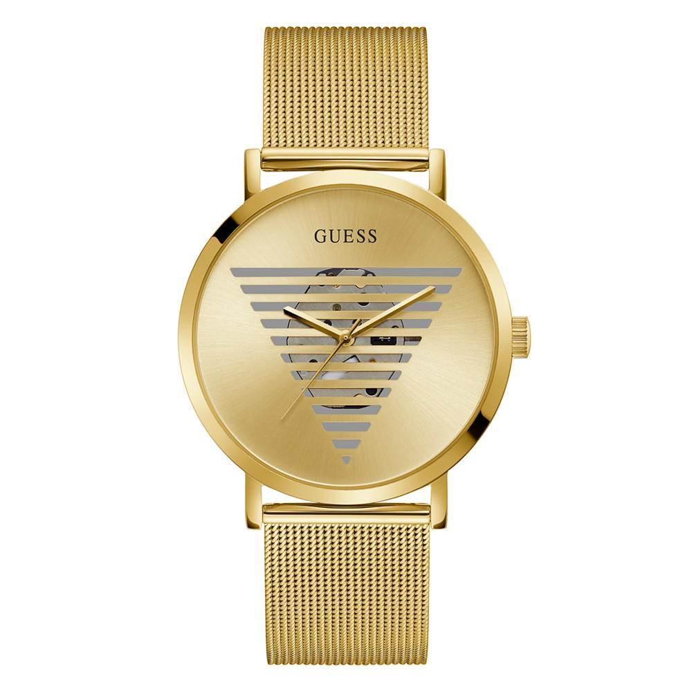 商品GUESS|Men's Gold-tone Stainless Steel Mesh Watch 44mm,价格¥648,第1张图片