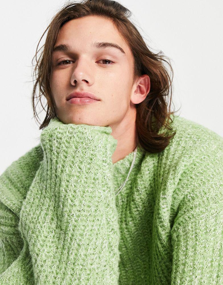 ASOS DESIGN oversized chunky knit jumper in lime green商品第3张图片规格展示