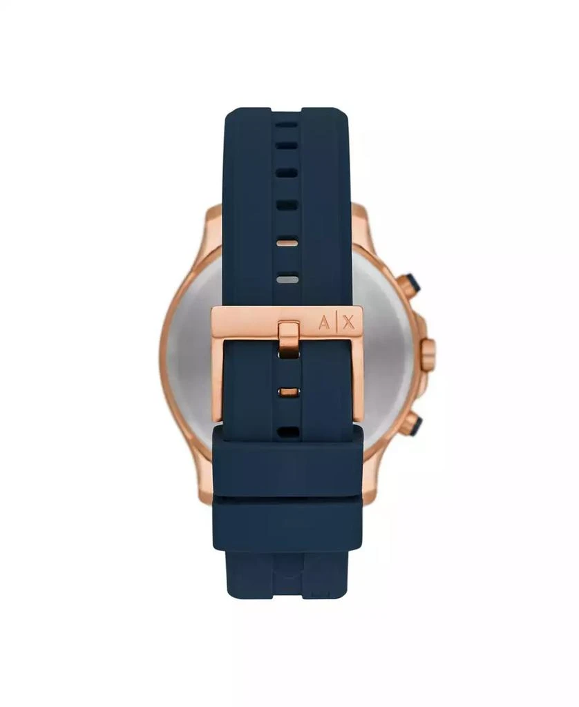 商品Armani Exchange|Men's Chronograph in Rose Gold-tone Plated Stainless Steel with Navy Silicone Strap Watch, 46mm,价格¥1152,第3张图片详细描述