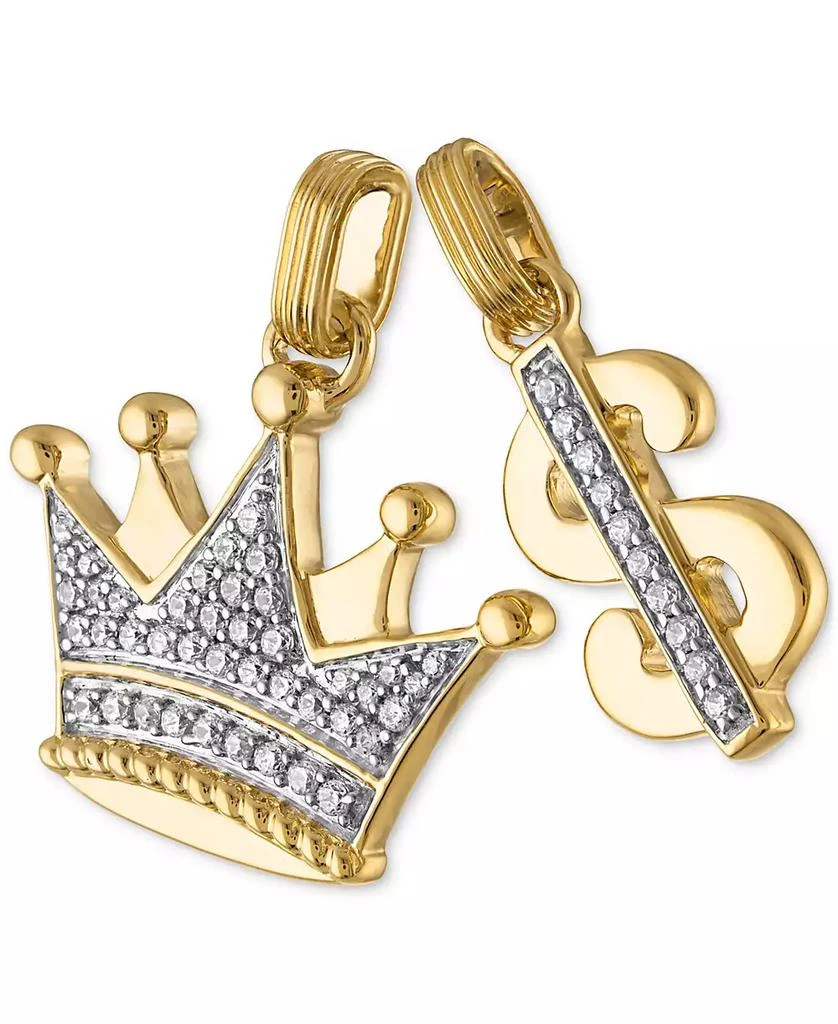 商品Esquire Men's Jewelry|2-Pc. Set Cubic Zirconia Crown and Dollar Sign Pendants in 14k Gold-Plated Sterling Silver, Created for Macy's,价格¥1123,第3张图片详细描述