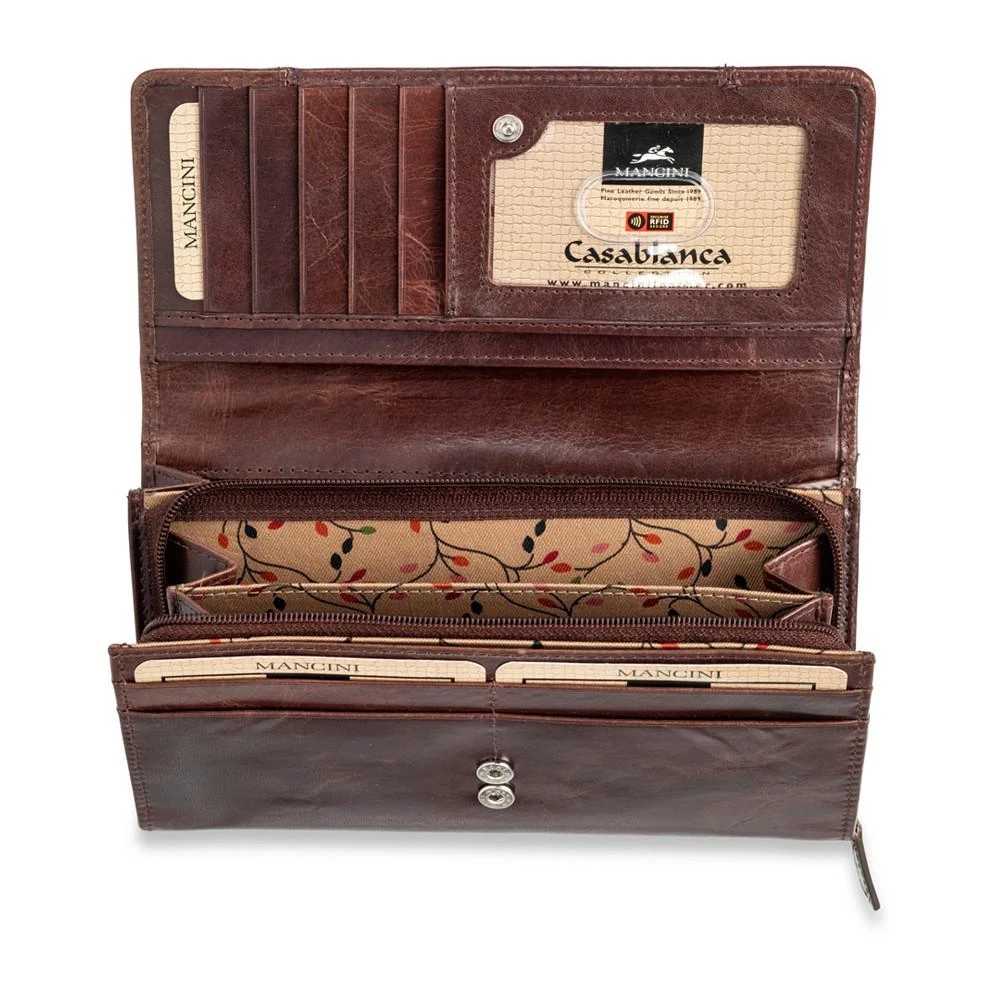 商品Mancini Leather Goods|Casablanca Collection RFID Secure Ladies Clutch Wallet,价格¥771,第3张图片详细描述
