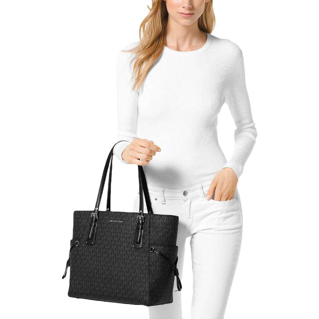 商品Michael Kors|MICHAEL Michael Kors Voyager Women's Black Logo Print Tote Handbag,价格¥1486,第5张图片详细描述