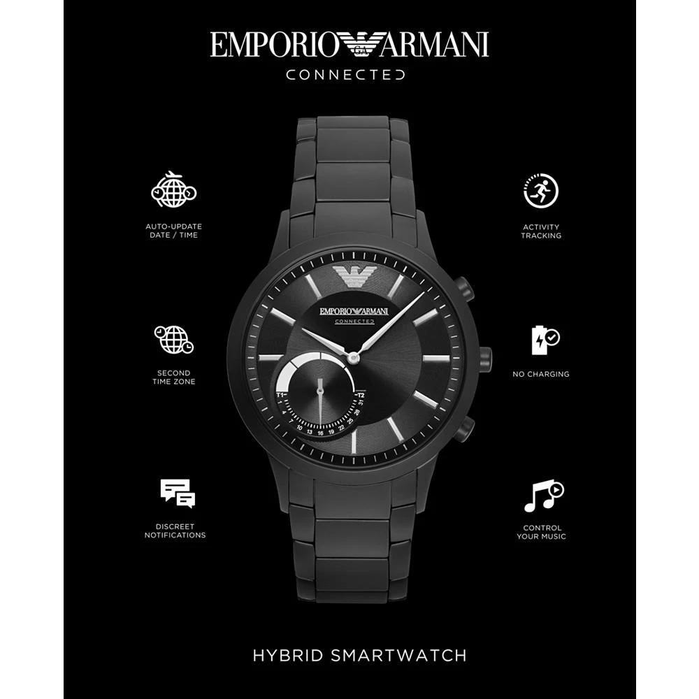 商品Emporio Armani|Men's Black Stainless Steel Bracelet Hybrid Smart Watch 43mm ART3001,价格¥2591,第5张图片详细描述