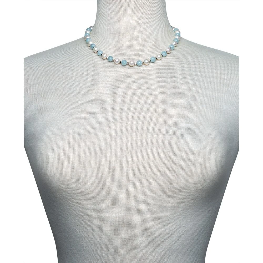 商品Belle de Mer|Milky Aquamarine (7mm) and Cultured Freshwater Pearl (7-1/2mm) Strand Collar Necklace,价格¥1236,第2张图片详细描述