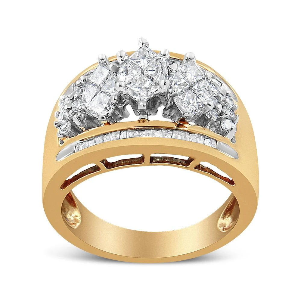 商品Haus of Brilliance|10K Yellow and White Gold 1 1/2 Cttw Pear Shaped 3 Stone Style Diamond Ring Band,价格¥35623,第2张图片详细描述