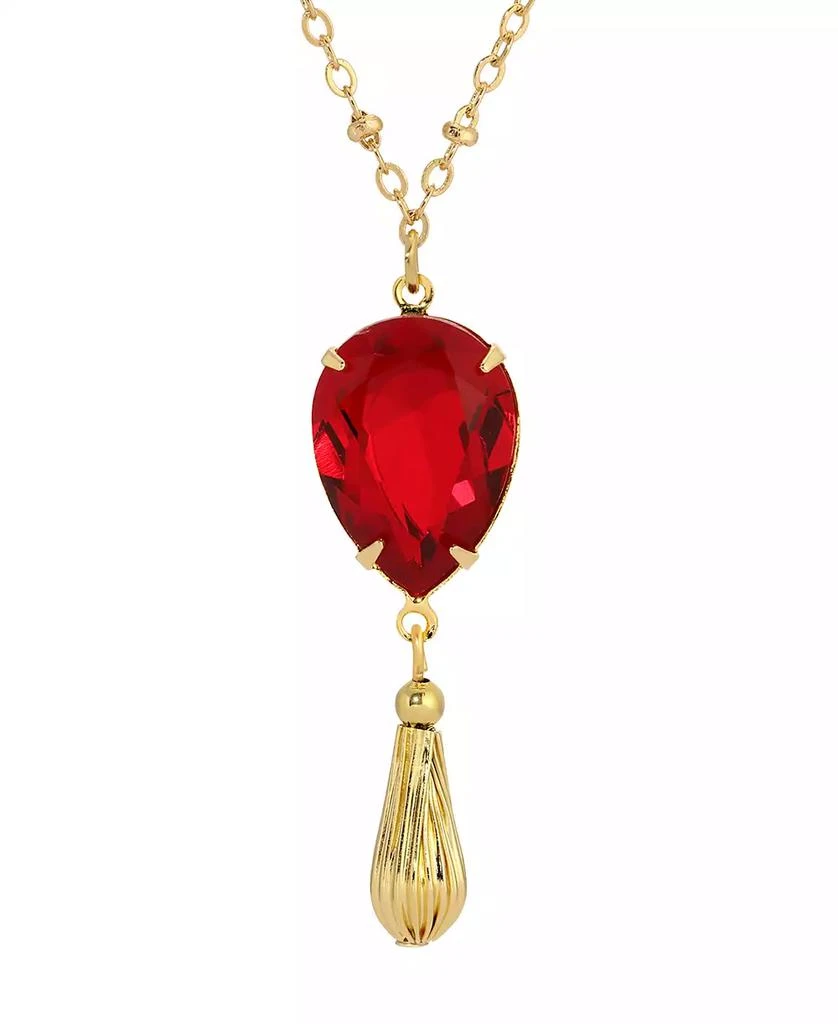 商品2028|Gold Tone Red Teardrop Crystal Necklace,价格¥232,第2张图片详细描述