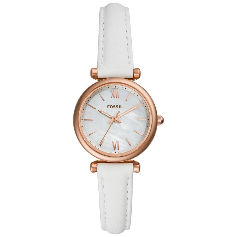 商品Fossil|Women's Carlie Mini White Leather Strap 腕表 28mm,价格¥479,第1张图片