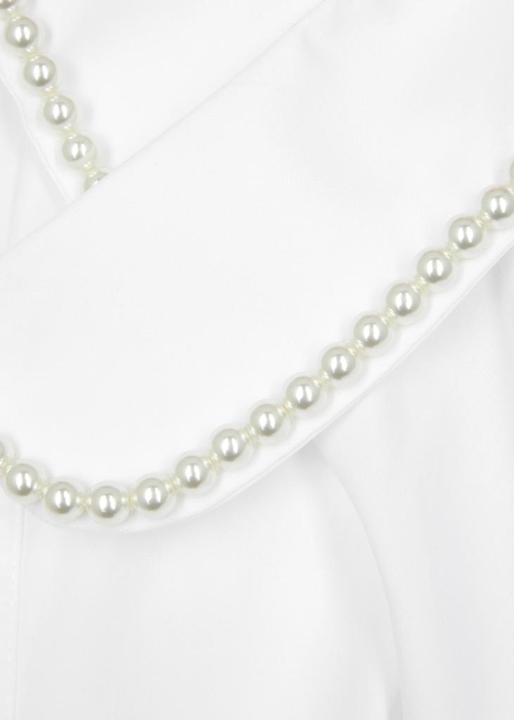 Faux pearl-embellished cotton-poplin midi dress商品第5张图片规格展示