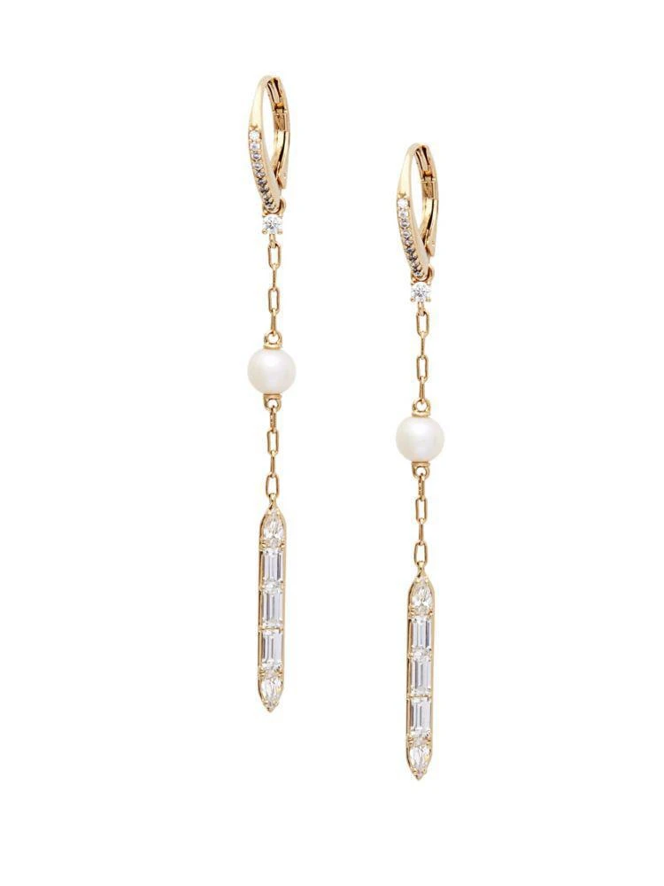 商品Nadri|Goldtone, Faux Pearl &amp; Crystal Linear Drop Earrings,价格¥145,第2张图片详细描述