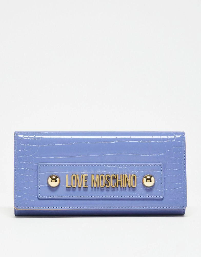 商品Love Moschino|Love Moschino foldover purse in lilac croc,价格¥587,第1张图片