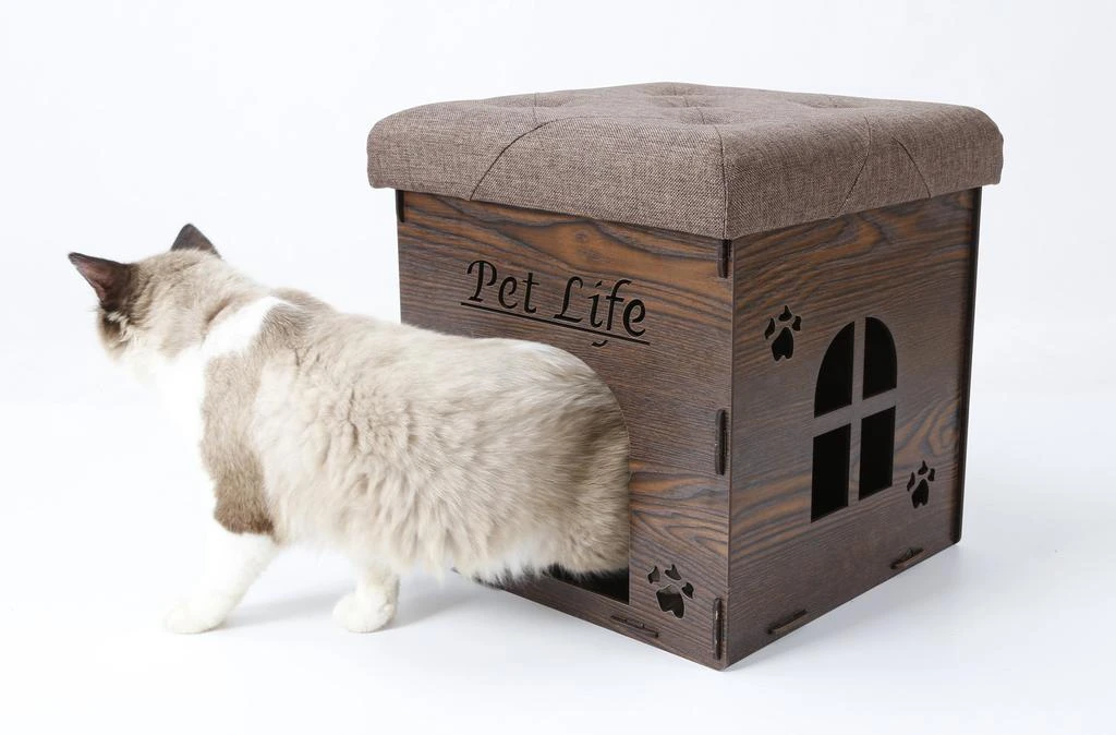 商品Pet Life|'Kitty Kallapse' Collapsible Folding Kitty Cat House Tree Bed Ottoman Bench Furniture,价格¥444,第3张图片详细描述