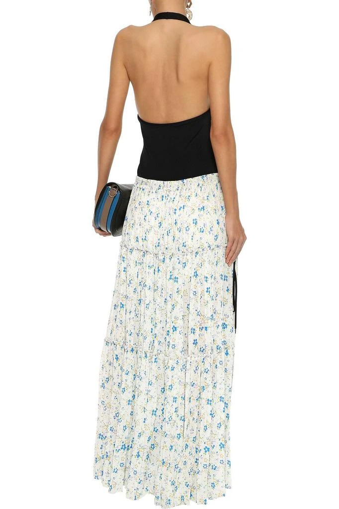 商品Chloé|Ribbed-knit and floral-print crepe de chine halterneck maxi dress,价格¥5011,第3张图片详细描述