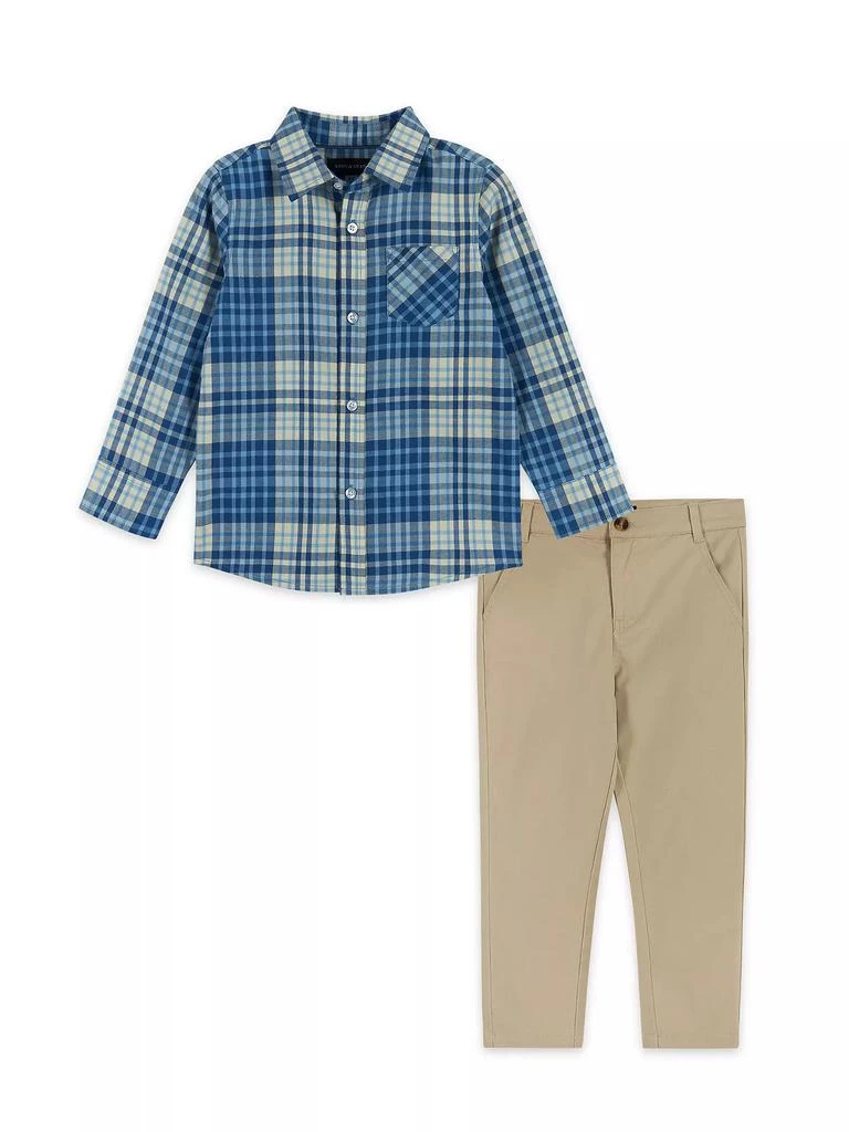 商品Andy & Evan|​Baby Boy's & Little Boy's Plaid Shirt & Pants Set,价格¥270,第1张图片