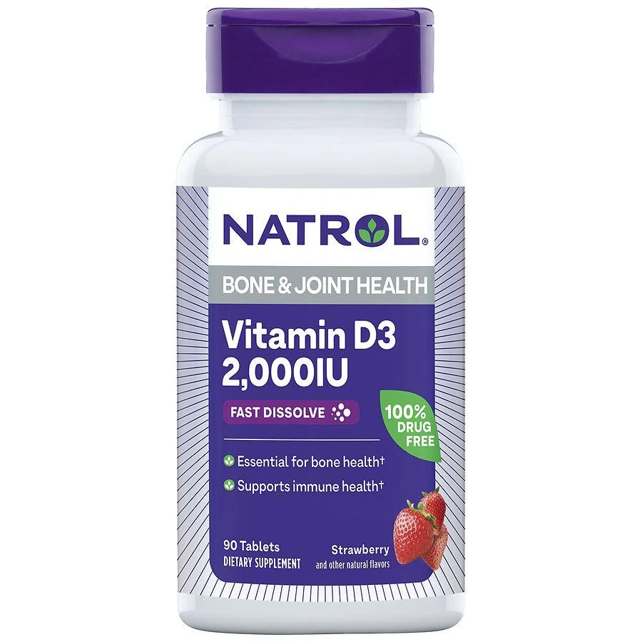 商品Natrol|Vitamin D3 Bone & Joint Health Tablets Strawberry,价格¥67,第1张图片