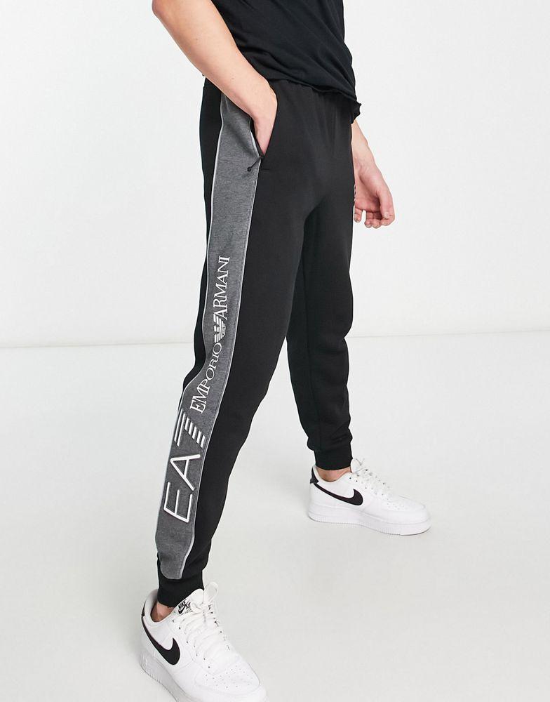 Armani EA7 side stripe track joggers in black商品第1张图片规格展示