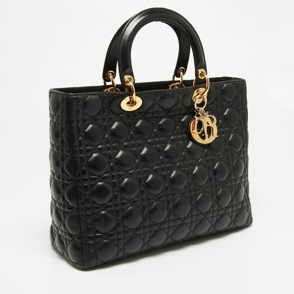 商品[二手商品] Dior|Dior Black Cannage Leather Large Lady Dior Tote,价格¥14158,第5张图片详细描述