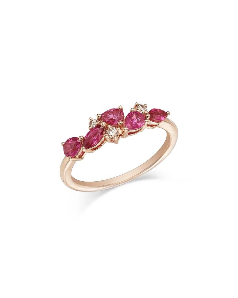 商品Bloomingdale's Fine Collection|Ruby & Diamond Ring in 14K Rose Gold,价格¥8509,第1张图片