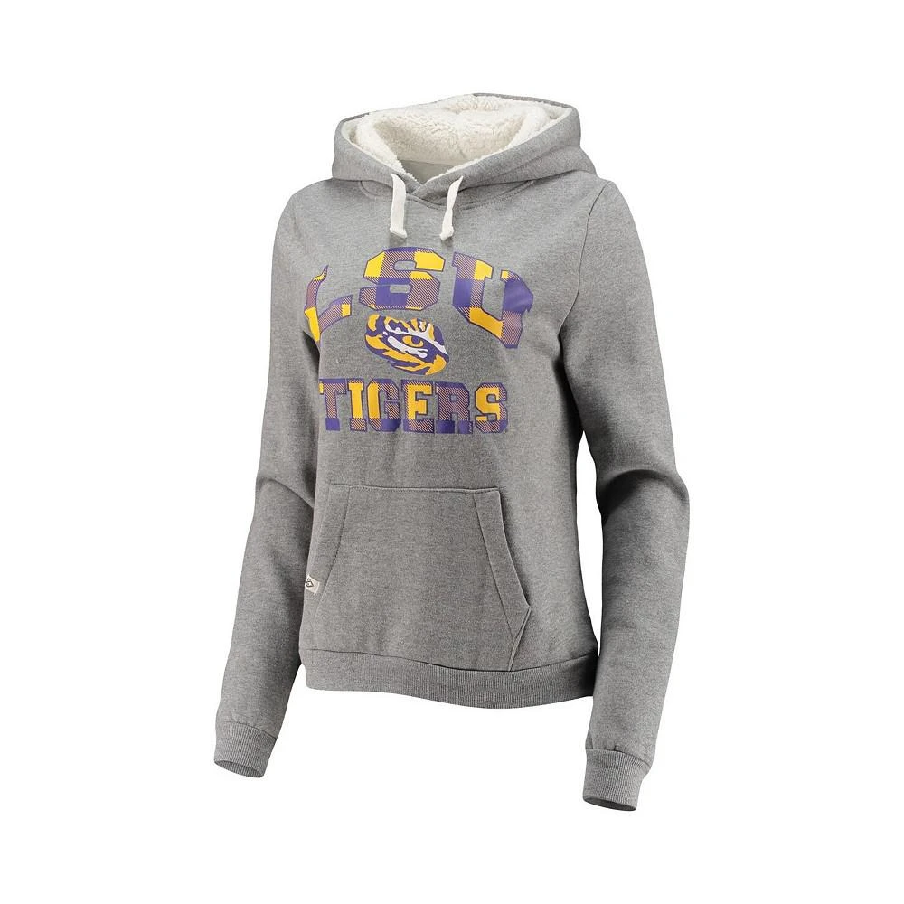 商品Colosseum|Women's Heathered Gray LSU Tigers Plaid Sherpa Pullover Hoodie,价格¥331,第2张图片详细描述