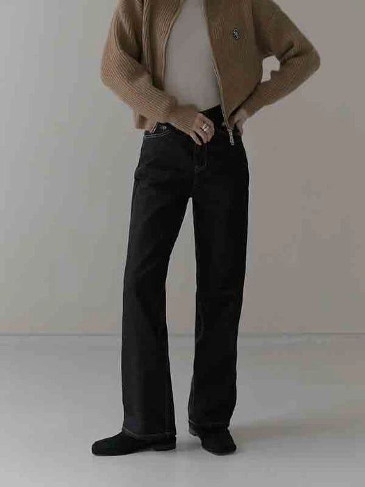 商品MILLIONCOR|Cover Band Wide loose Selvedge Denim_Black,价格¥574,第2张图片详细描述