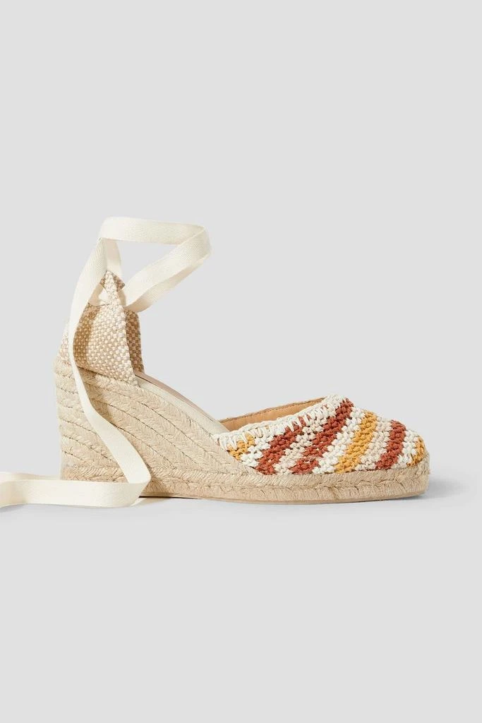 商品CASTAÑER|Carina 80 canvas and crochet-knit wedge espadrilles,价格¥533,第1张图片