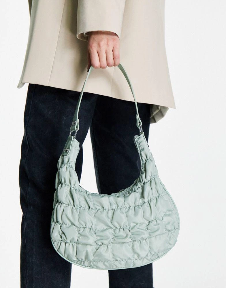 商品ASOS|ASOS DESIGN slouchy shoulder bag in sage ruched nylon,价格¥83,第1张图片