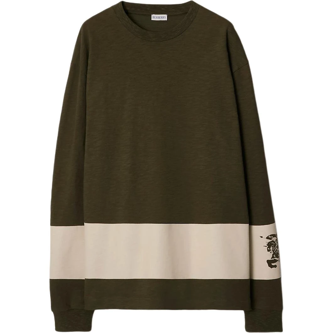 商品[国内直发] Burberry|博柏利 SS24 马术骑士徽标条纹圆领宽松长袖针织衫 男款 湖泊色,价格¥3565,第1张图片