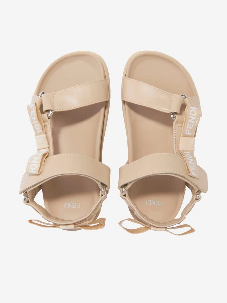 商品Fendi|Fendi Girls Leather Jacquard Logo Sandals in Beige,价格¥2395,第3张图片详细描述
