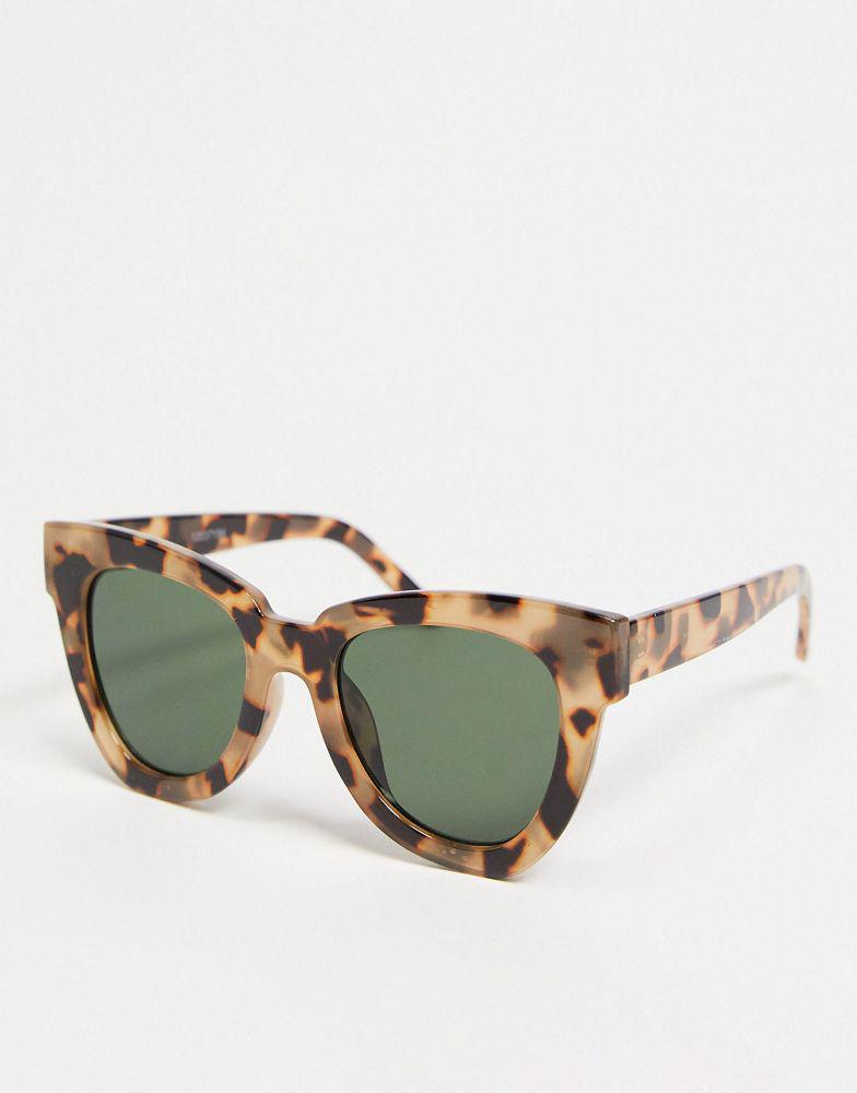ASOS DESIGN frame chunky flare cat eye sunglasses in milky tort with G15 lens - BROWN商品第1张图片规格展示