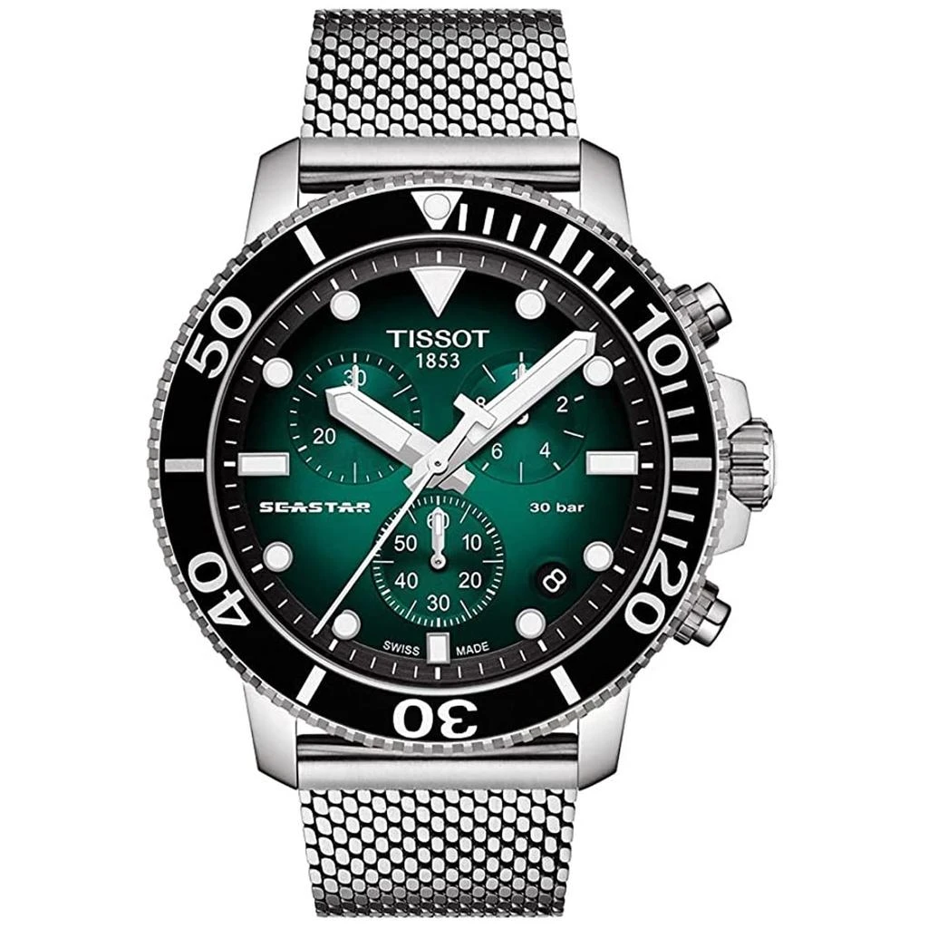 商品Tissot|Tissot Men's Seastar 1000 Green Dial Watch,价格¥3337,第1张图片