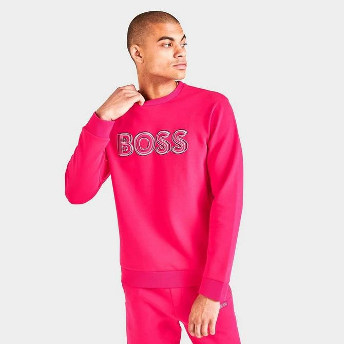 商品Hugo Boss|Men's Hugo Boss Layered Logo Crewneck Sweatshirt,价格¥789,第3张图片详细描述