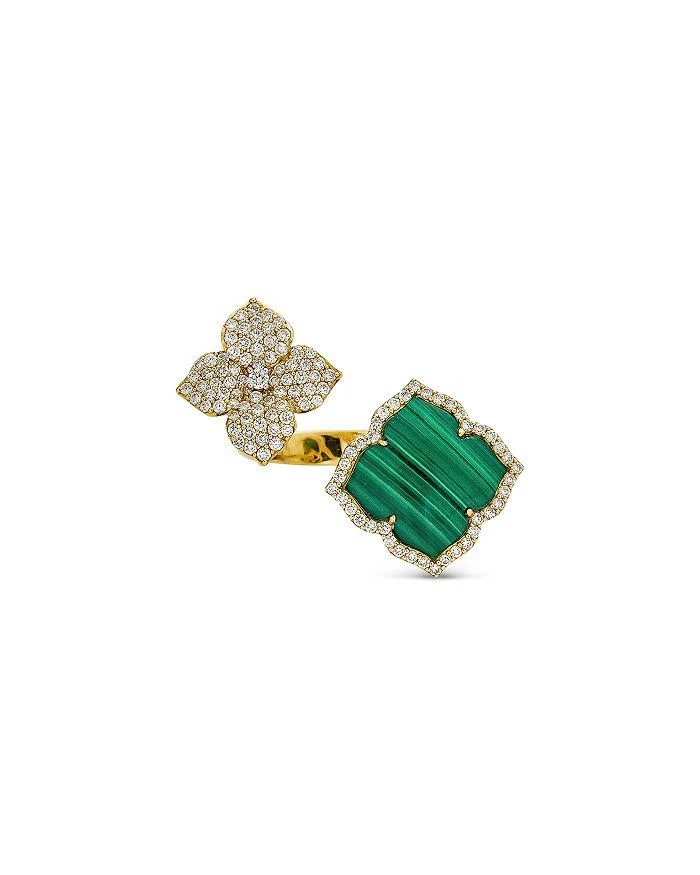 商品Piranesi|18K Yellow Gold Double Capri Fiore Ring with Malachite and Diamonds,价格¥53620,第1张图片详细描述