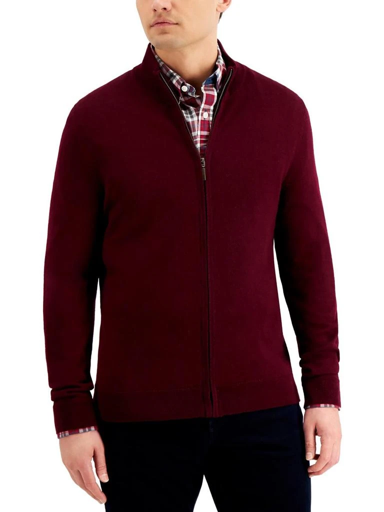 商品Club Room|Mens Merino Wool Ribbed Trim Full Zip Sweater,价格¥251,第2张图片详细描述