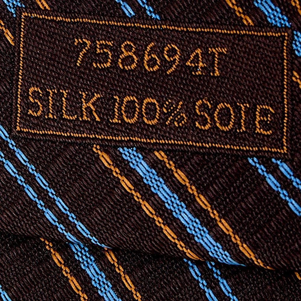 商品[二手商品] Hermes|Hermes Brown Diagonal Striped Silk Jacquard Tie ,价格¥1091,第3张图片详细描述