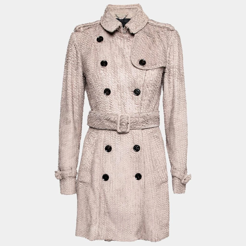 商品[二手商品] Burberry|Burberry Prorsum Cream Fringed Leather Double Breasted Coat S,价格¥4605,第1张图片