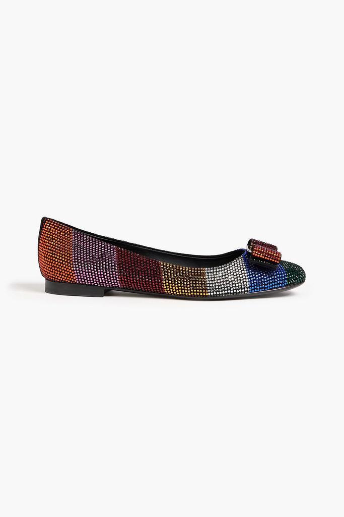 商品Salvatore Ferragamo|Varina crystal-embellished striped suede ballet flats,价格¥3110,第1张图片