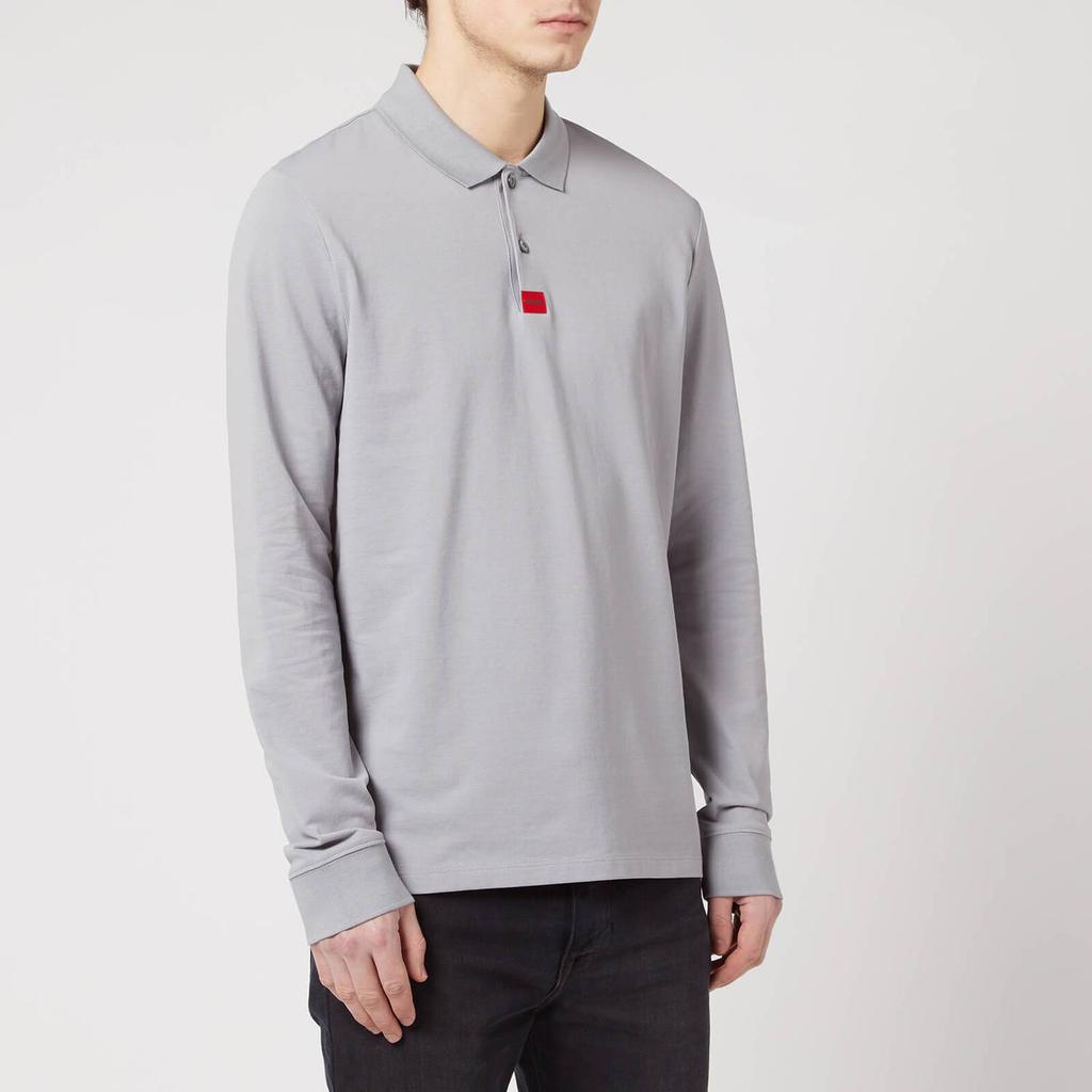 HUGO Men's Deresolo Long Sleeve Polo Shirt - Silver商品第1张图片规格展示