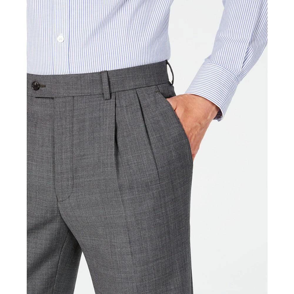 Men's Classic-Fit UltraFlex Stretch Gray Sharkskin Pleated Suit Pants 商品