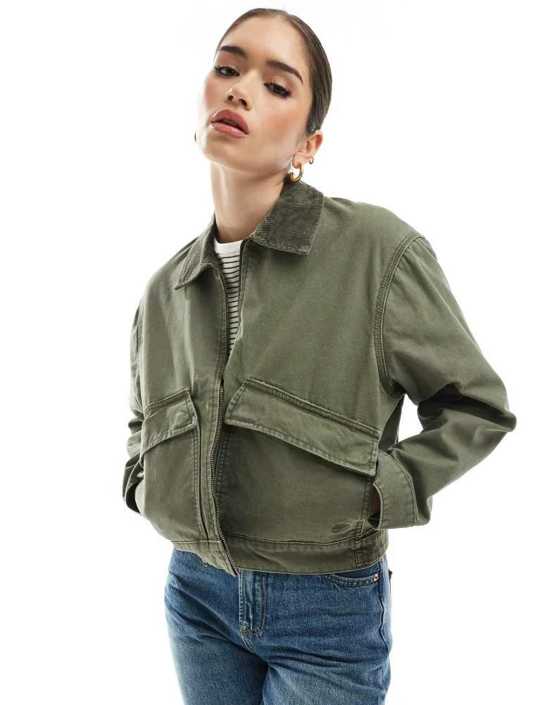 商品Timberland|Timberland Strafford washed canvas jacket in leaf green,价格¥1597,第1张图片
