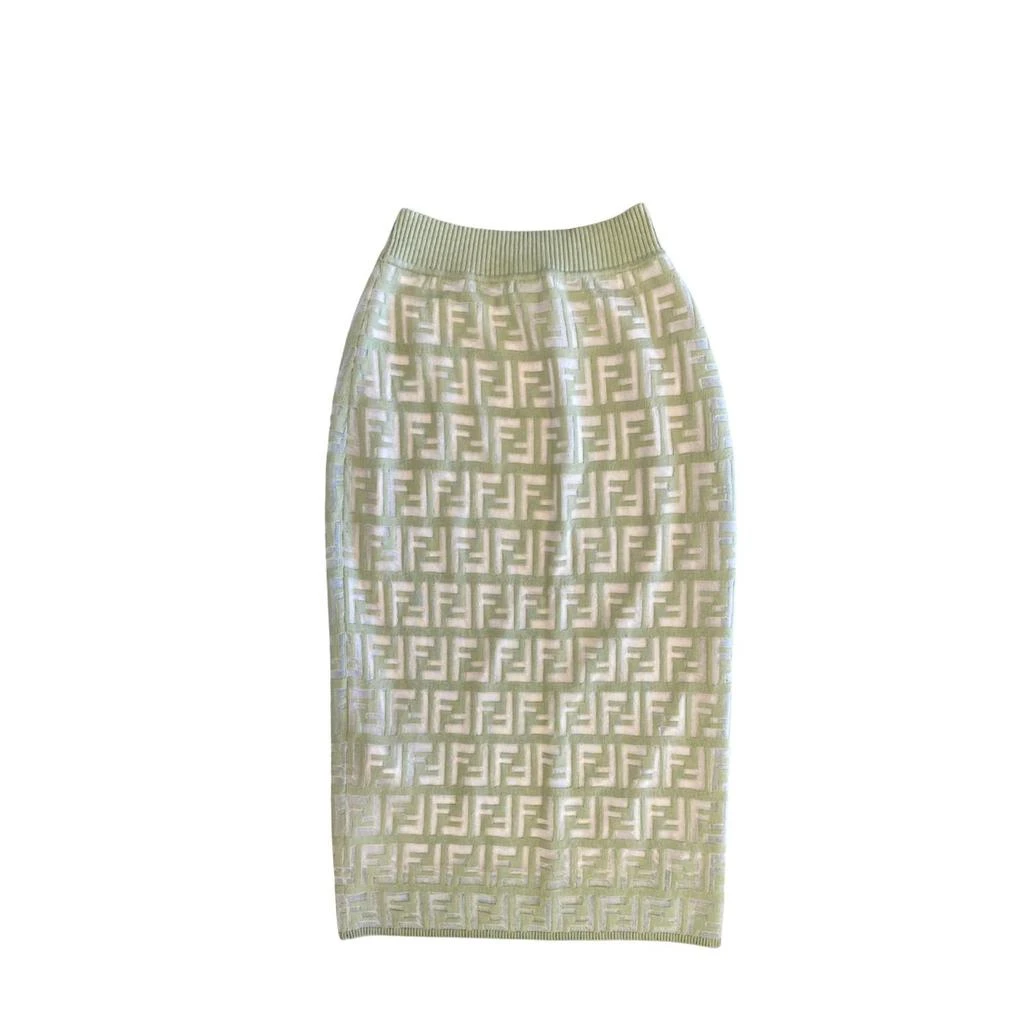 商品Fendi|Knit Midi Skirt In Pale Green,价格¥4095,第1张图片