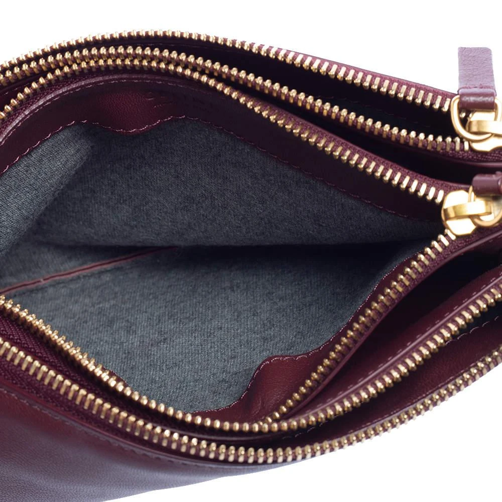 Céline Burgundy Leather Small Trio Zip Crossbody Bag 商品