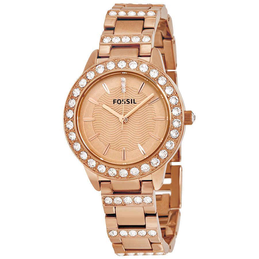 商品Fossil|Jesse Crystal Rose Gold Dial Ladies Watch ES3020,价格¥537,第1张图片