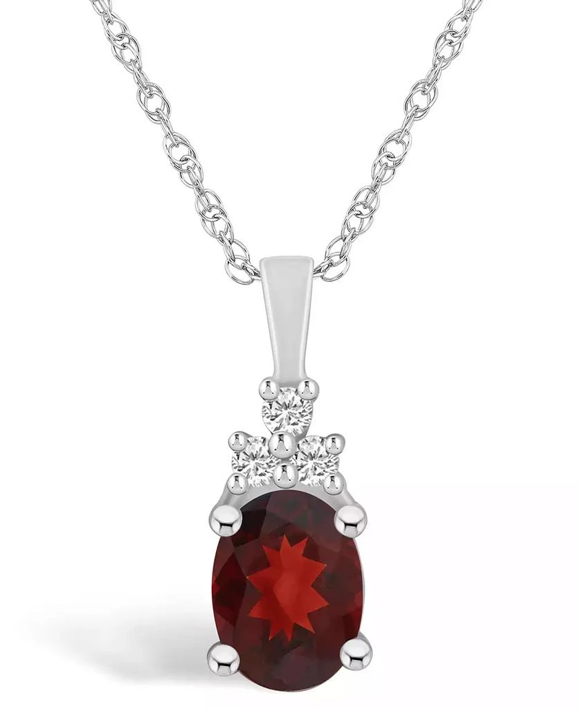 商品Macy's|Garnet (1-1/2 Ct. T.W.) and Diamond (1/10 Ct. T.W.) Pendant Necklace in 14K White Gold,价格¥3662,第1张图片