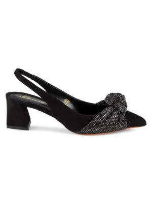 商品Santoni|Crystal Knot Slingback Pumps,价格¥1502,第1张图片