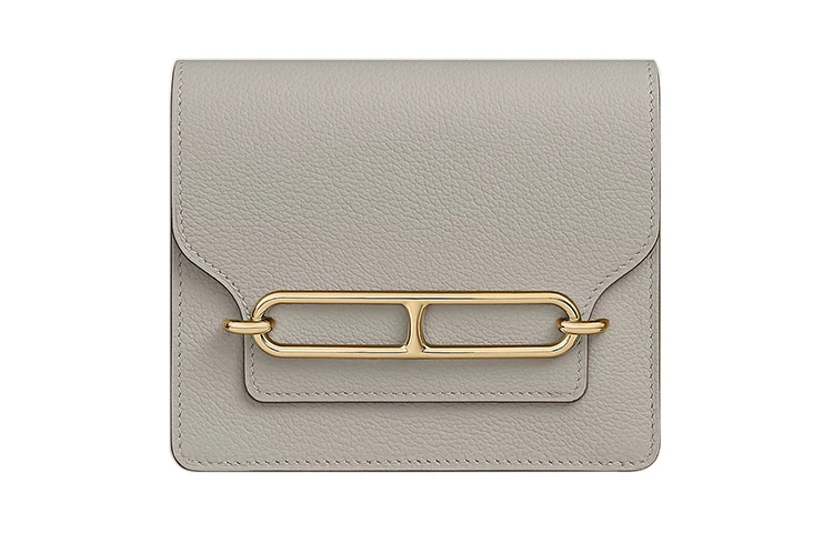 商品[国内直发] Hermes|爱马仕 Roulis Slim 淡金扣 Evercolor小牛皮 猪鼻子包卡包腰包零钱包钱包 女款 8L Beton冰川白,价格¥23664,第1张图片