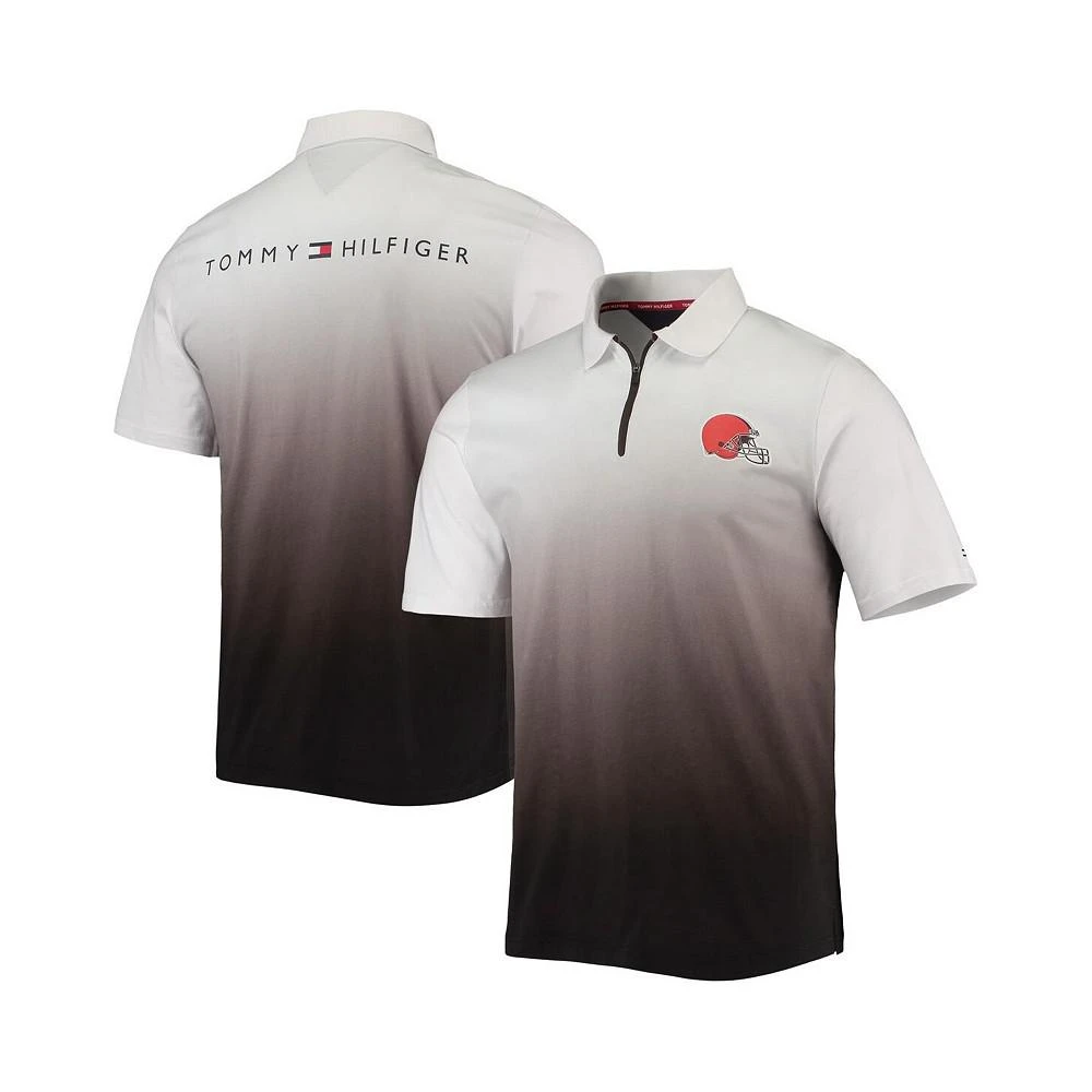 商品Tommy Hilfiger|Men's White, Brown Cleveland Browns Rory Quarter-Zip Polo Shirt,价格¥600,第1张图片