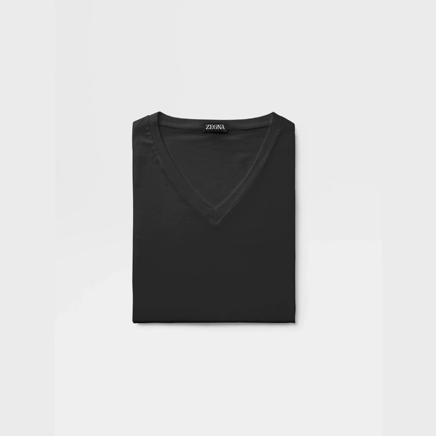 【预售】 杰尼亚 25春夏 男士 睡衣 Black Cotton V-Neck T-Shirt N2M80-009-001  商品