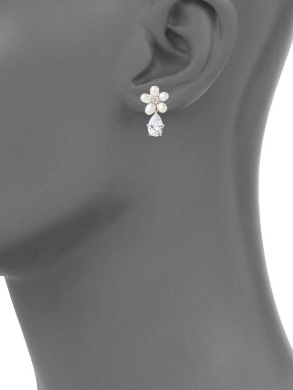 商品Eye Candy LA|Luxe Emma 3MM White Oval Freshwater Pearl & Crystal Necklace & Drop Earrings Set,价格¥1033,第2张图片详细描述