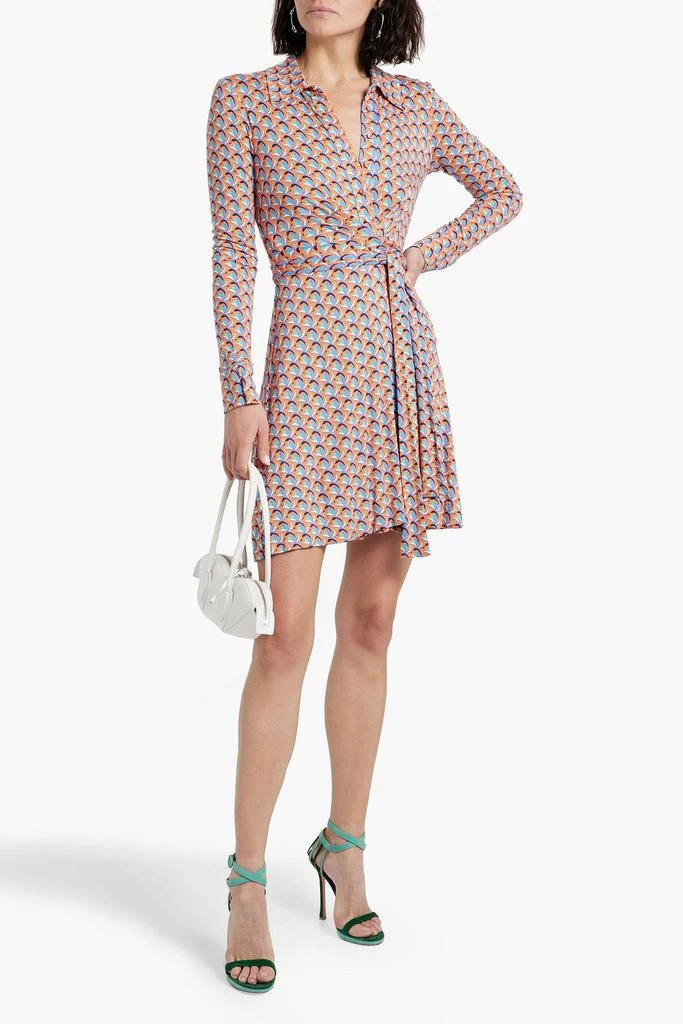 商品Diane von Furstenberg|Printed stretch-jersey mini wrap dress,价格¥1418,第2张图片详细描述