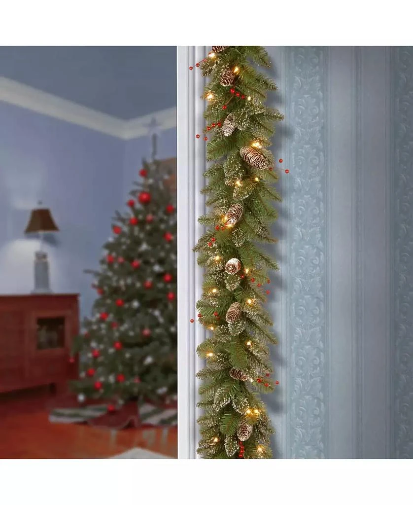 商品National Tree Company|9' x 10" Glittery Mountain Spruce Garland with Clear Lights,价格¥703,第3张图片详细描述